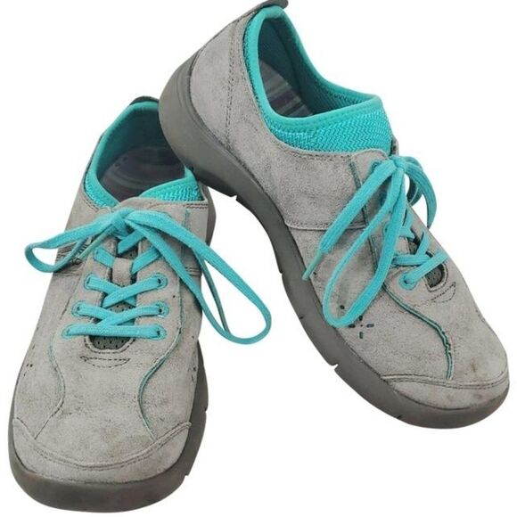 Gray & Turqoise Dansko Suede Shoes - Picture 1 of 6